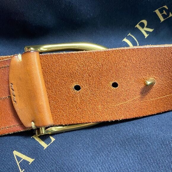 Ralph Lauren Brown Vachetta & Gold Tone Equestrian Stirrup Belt main image 7